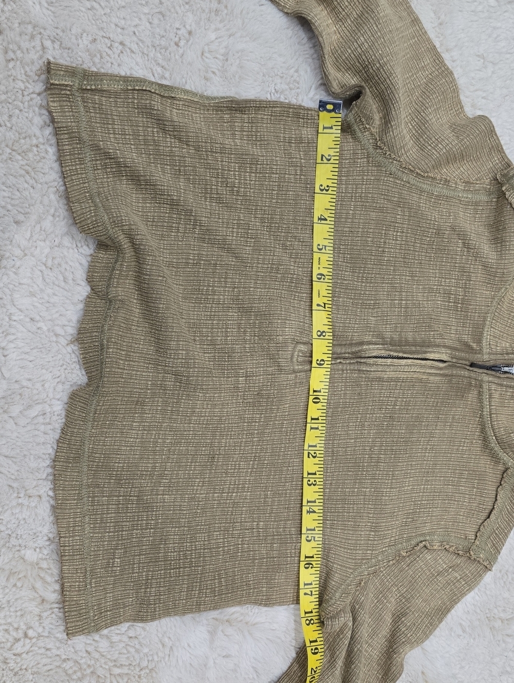Pilcro Ribbed Zip-Front Top in Olive